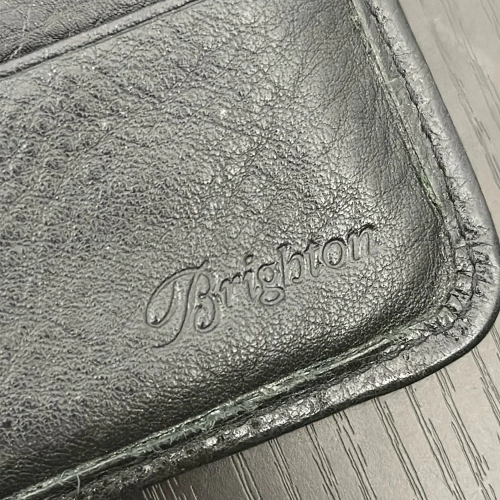 Brighton Black Leather Trifold Wallet Clutch Purse Minibag